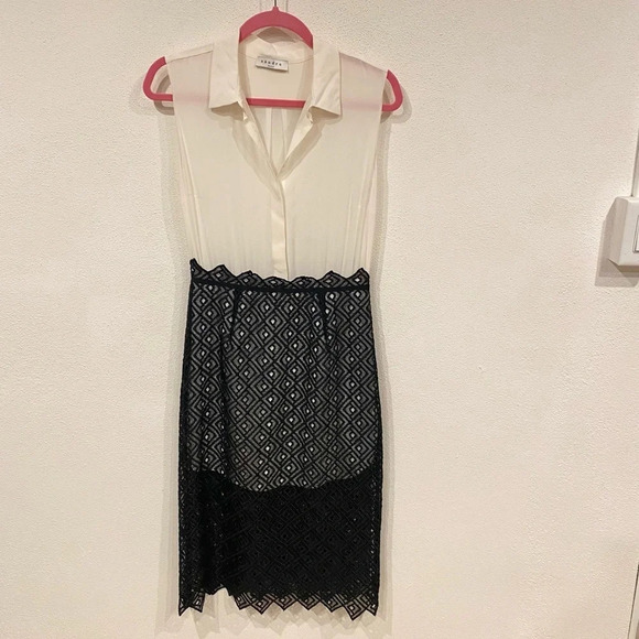 Sandro Lace Overlay Midi Dress Size 2 EUC - Picture 2 of 5